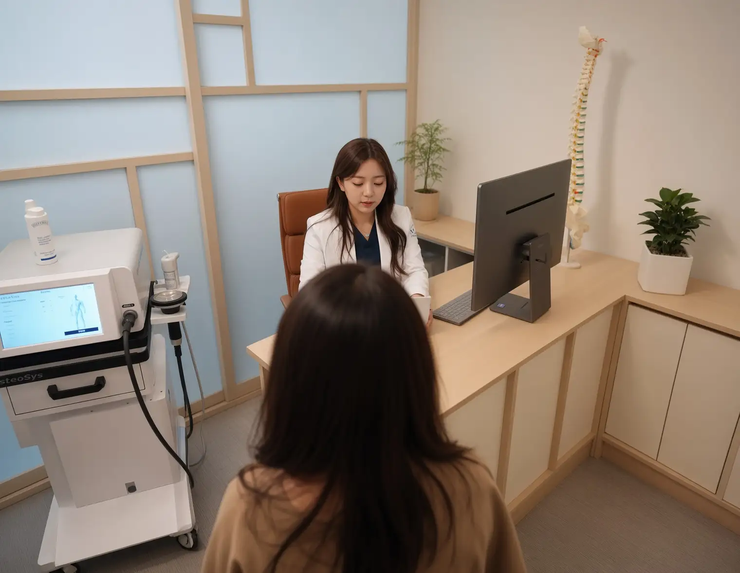 김정현 원장이 다이어트 목표와 이전 경험을 상담하는 장면